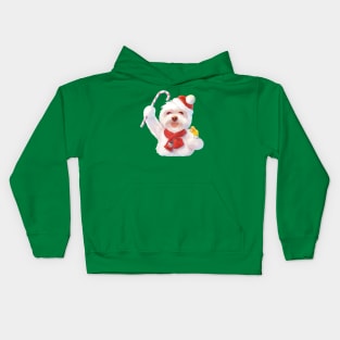 Christmas Dog in Santa Hat Kids Hoodie